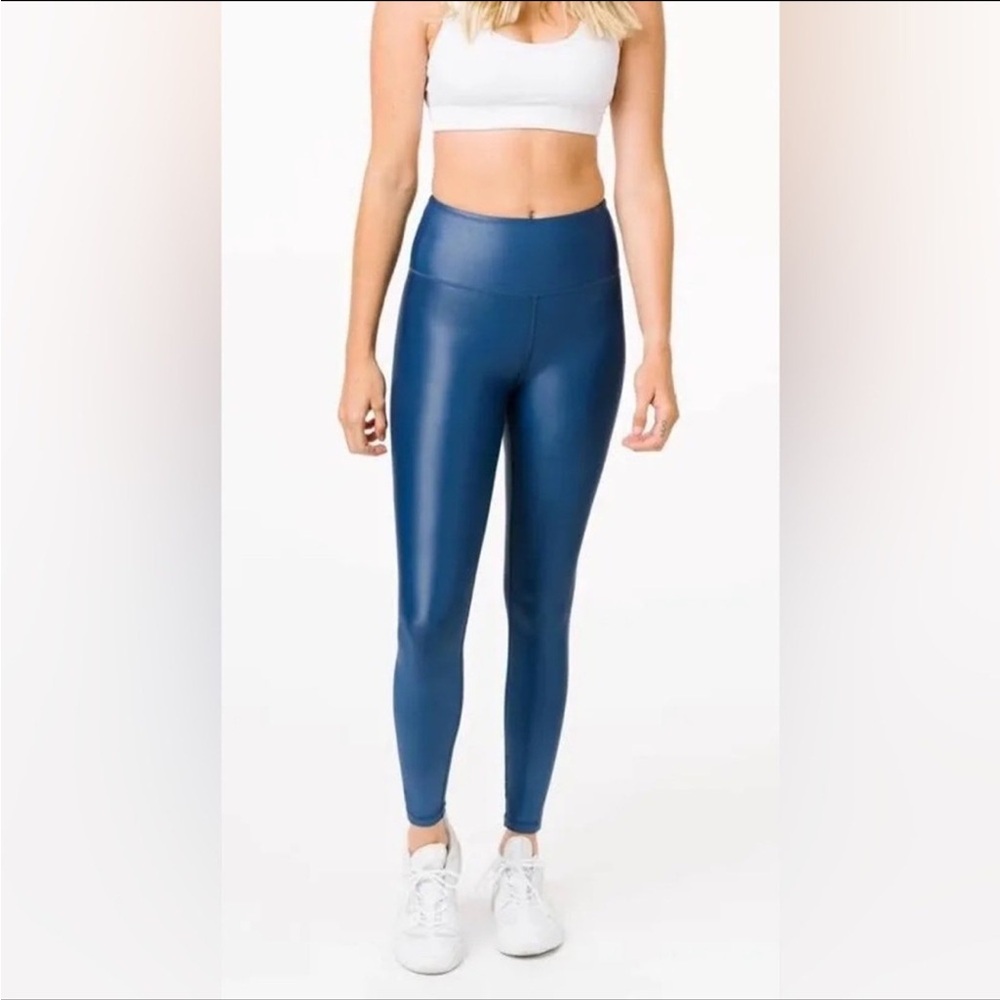 Zyia Navy Blue Light and Tight High Rise Shiny Leggings